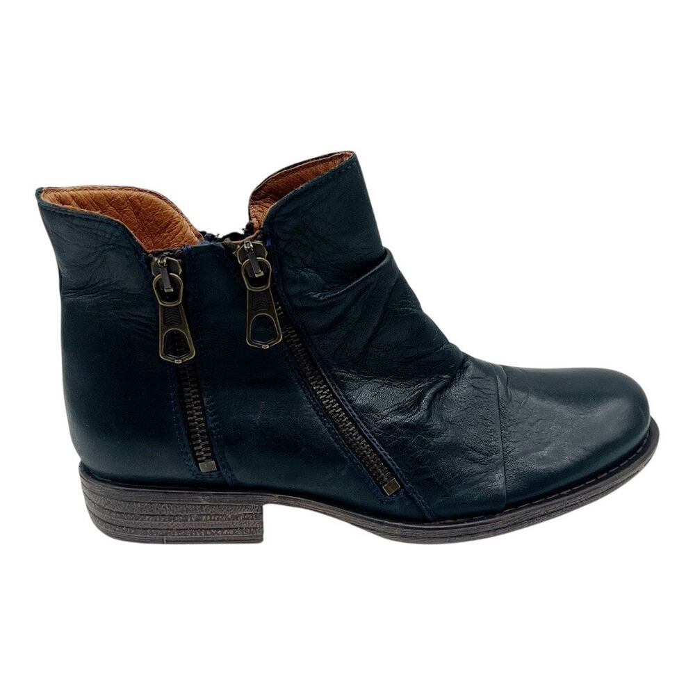 Miz Mooz Black Leather Ankle Booties with Dual Zippers